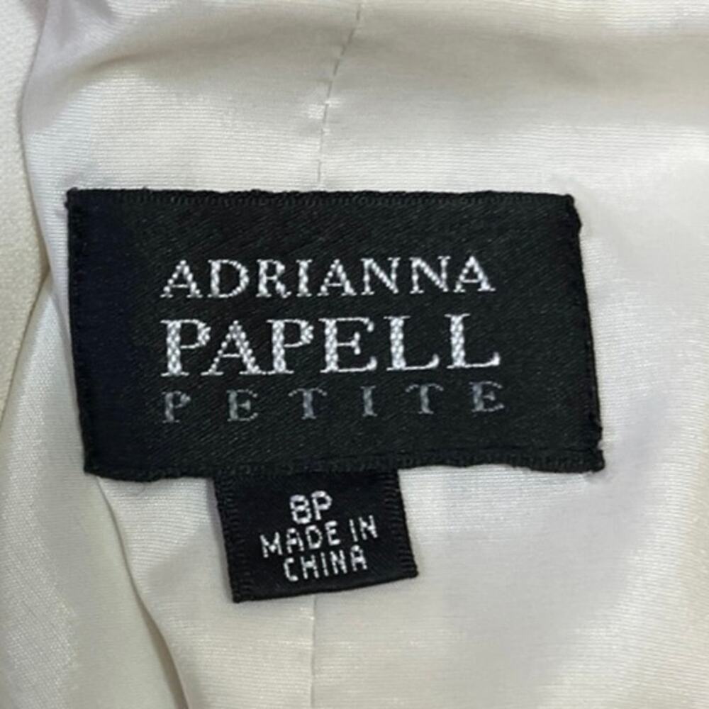 Adrianna Papell White Black Asymmetrical Peplum Sleeveless Mini Sheath Dress S - Picture 3 of 4